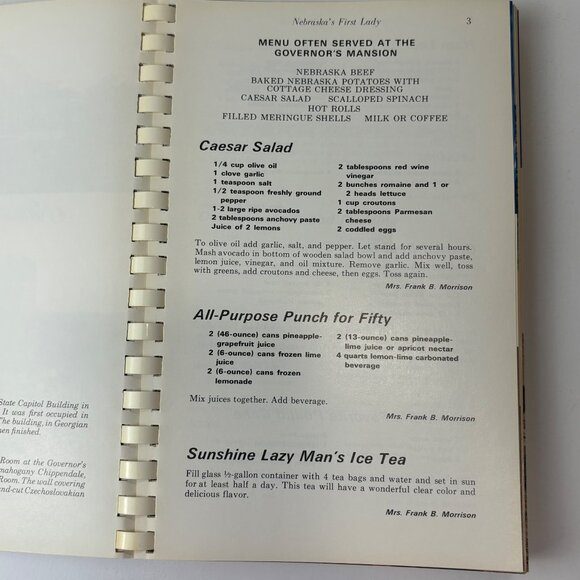 Nebraska Centennial First Ladies Cookbook Spiral-Bound 1976 - Picture 10 of 15
